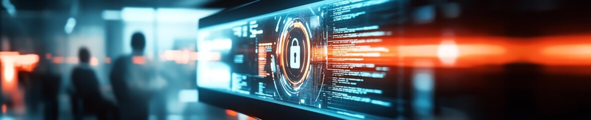 Aufkleber - Advanced Cybersecurity Interface with Lock Symbol and Data Streams : Generative AI