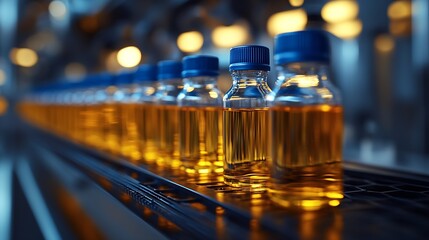 Poster - Glass Bottling Process on Automated Factory Production Line : Generative AI