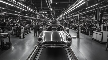 Leinwandbilder - Luxury Car on Modern Assembly Line Precision Automotive Manufacturing Process : Generative AI