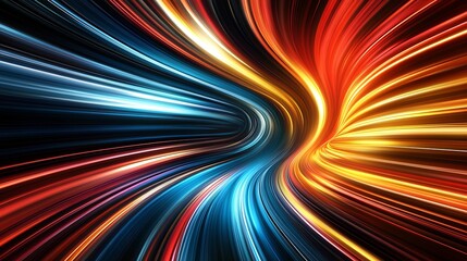 Poster - Vibrant Abstract Swirl of Light Waves in Blue and Red Colors : Generative AI