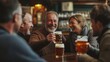 © Tamara - Friends Enjoying Beer Together in a Cozy Pub Setting with Laughter and Good Times