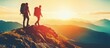 © NorthStar Creations - Sunrise Hikers Two Backpackers on Mountain Peak, Landscape Photography, Adventure Concept, Hiking,Travel Hiking,Adventure