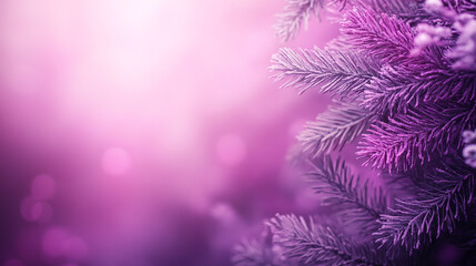 Poster - Purple hues blend with evergreen foliage in a tranquil winter atmosphere