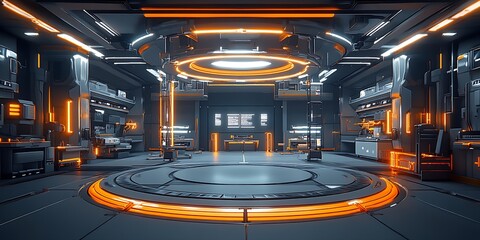 Aufkleber - Ultra Modern Sci Fi Laboratory with Neon Lighting and State of the Art Equipment : Generative AI