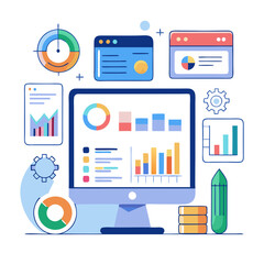 Poster - Visual representation of a project dashboard showcasing real time metrics, graphs, and charts that help monitor performance and inform decision making for various projects