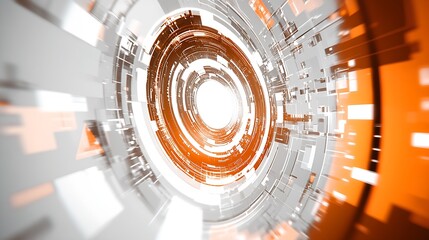 Aufkleber - Futuristic Digital Vortex with Orange and White Geometric Patterns : Generative AI