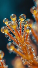 Poster - A stunning close-up showcases the delicate beauty of cannabis trichomes, featuring tiny droplets and vibrant structures glistening under soft light, highlighting their unique characteristics