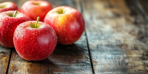 Aufkleber - Fresh organic apple displayed on a wooden table, highlighting the vibrant color and natural appeal of fresh apples. Enjoy the health benefits of organic apples in a rustic setting.