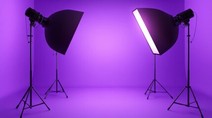 Poster - professional photography studio with purple background and lighting