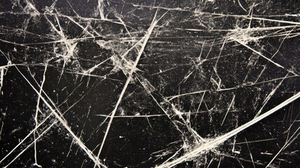 Poster - Abstract Black Surface with White Scratch Marks and Lines