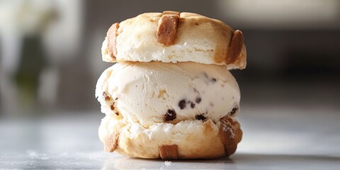 Poster - Delight in a hot cross bun ice cream sandwich, where the unique flavors of hot cross bun blend perfectly with creamy ice cream, creating a delicious hot cross bun ice cream treat.