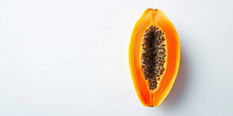 Aufkleber - Fresh papaya isolated on a clean white background, showcasing the vibrant color and unique texture of the papaya. This image highlights the natural beauty of papaya, perfect for various uses.