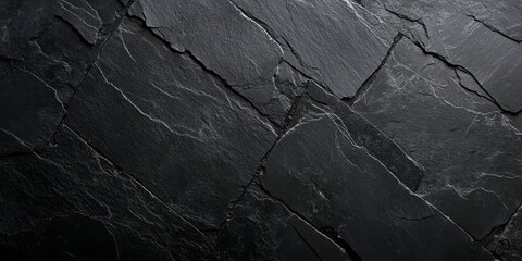 Poster - Dark grey black slate texture background, featuring a rich blend of dark grey and black shades, offers a versatile surface perfect for various design applications needing slate texture.