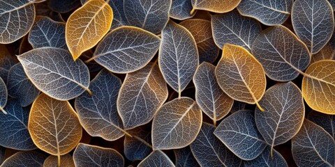 Poster - Delicate little leaves displaying a stunning pattern are captured in this image, showcasing the beauty of little leaves and their intricate, unique patterns found in nature.