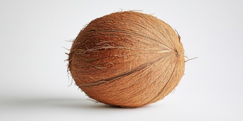 Poster - Coconut on a white background, highlighting the coconut s unique texture and shape. This image captures the essence of a coconut, perfect for showcasing its natural beauty.