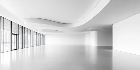 Aufkleber - Contemporary white ceiling in an open, vacant room offers ample space available for the inclusion of text or additional information.