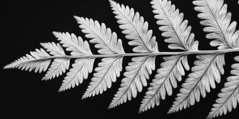 Poster - Monochrome fern leaf background offers a unique nature background, showcasing intricate details in macro photography. This closeup of a fern leaf background highlights its beauty and texture.