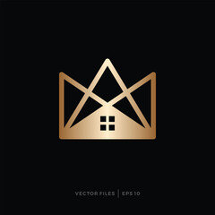 Leinwandbilder - crown and house window sign design logo