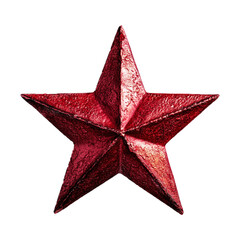 Poster - textured burgundy star with rich, metallic brush layers, isolated on transparency background, showcasing bold and striking design