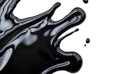 Poster - Abstract splash of black liquid with glossy texture on transparency background, creating dynamic and fluid design element