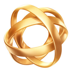 Poster - shiny, interwoven gold ribbon sculpture with smooth metallic finish, isolated on transparency background, showcasing elegance and modern design