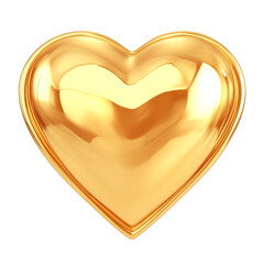 Poster - shiny metallic gold heart symbol with reflective surface, isolated on transparency background, representing love, luxury, and elegance