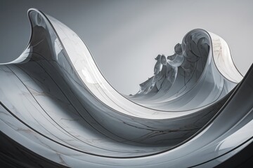 Aufkleber - Abstract 3D rendering of swirling marble waves, creating a dynamic and elegant design.