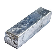 Poster - solid aluminum bar with metallic finish, isolated on transparency background, showcasing its rectangular shape and textured surface