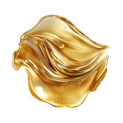 Poster - top view of glossy gel in champagne gold color with smooth, flowing texture and shimmering details, isolated on transparency background