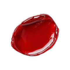 Poster - Deep red gel blob with glossy texture isolated on transparency background, showcasing its smooth and vibrant appearance