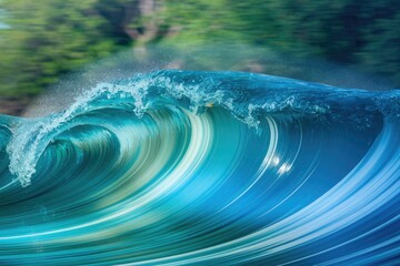 Aufkleber - A mesmerizing turquoise wave curls, showcasing the ocean's dynamic power and beauty.