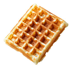 Poster - Crispy golden waffle isolated on transparency background, showcasing its grid pattern and fluffy texture, perfect for breakfast or dessert