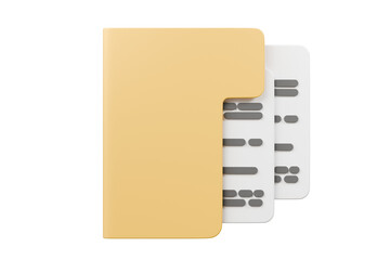 Aufkleber - 3D Minimal Business file folder documents note paper icon. Sheets of paper with detail. Approved document concept. Minimal Cartoon design isolated on transparent background. 3d rendering illustration.