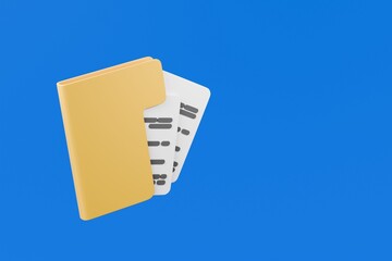 Aufkleber - 3D Minimal Business file folder documents note paper icon. Sheets of paper with detail. Approved document concept. Minimal Cartoon design isolated on transparent background. 3d rendering illustration.