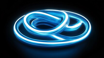 Aufkleber - A glowing blue illuminated abstract design resembling intertwined loops against a dark background.