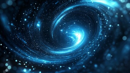 Poster - A mesmerizing swirl of blue light and stars, creating a cosmic vortex in a deep space setting.