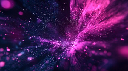 Aufkleber - Vibrant abstract explosion of pink and purple light particles creating a dynamic cosmic effect.