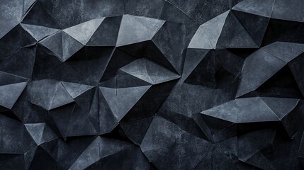 Aufkleber - abstract dark polygonal texture resembling crumpled paper in shades of grey and black.