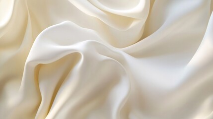 Poster - A close-up view of luxurious, flowing cream silk fabric showcasing its smooth texture and elegant sheen.