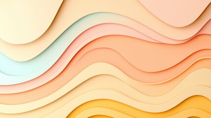 Poster - Abstract paper cut design in soft pastel colors showcasing smooth waves and gentle curves for modern backgrounds