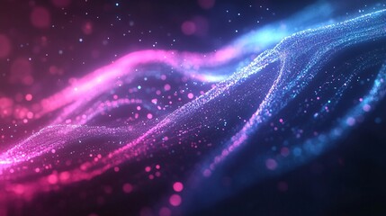 Aufkleber - An abstract wave of vibrant pink and blue particles creates a mesmerizing visual effect.