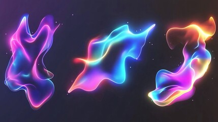 Poster - Abstract colorful fluid shapes with glowing edges, creating a vibrant and dynamic visual effect.