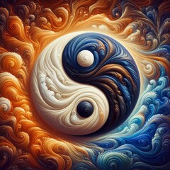 Poster - yin and yang a representation of the balance between opposing fo