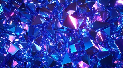 Aufkleber - A vibrant array of crystalline shapes reflecting hues of blue and purple, creating a stunning abstract background.