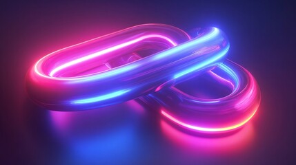 Poster - A vibrant and futuristic glowing infinity loop in pink and blue neon lights.