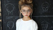 © Siasart Stock - Girl with Glasses Poses by Chalkboard Drawings