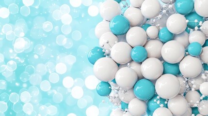 Poster - Colorful Abstract Molecules on Bright Background with Glowing orbs and Sparkling Light Effects