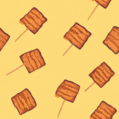 Poster - Grilled tofu digital graphic, Grilled tofu seamless pattern