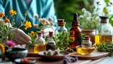 spa still life with essential oils