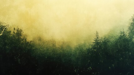 Poster - Subtle transition from dark green to soft yellow with a grainy textured background, ideal for nature-inspired themes